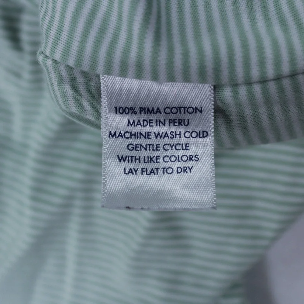 LAKE Pajamas Pima Cotton Striped Lounge Set Green White Women's Size Large